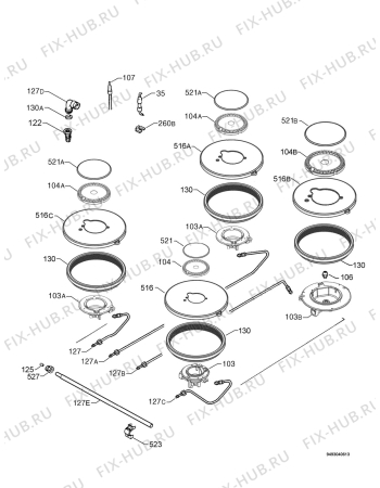 Взрыв-схема плиты (духовки) Electrolux EHS7405K - Схема узла Functional parts 267