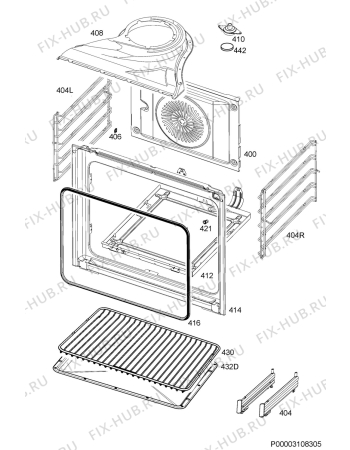 Взрыв-схема плиты (духовки) Aeg BP321361FM - Схема узла Oven