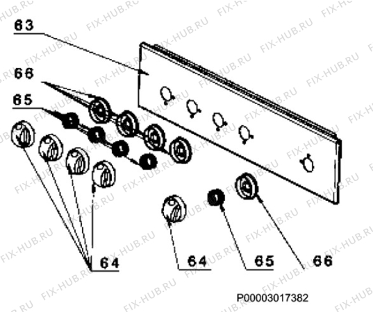Взрыв-схема плиты (духовки) Faure FCG560GS - Схема узла Command panel 037