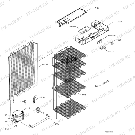 Взрыв-схема холодильника Aeg Electrolux A60220GS5 - Схема узла Cooling system 017