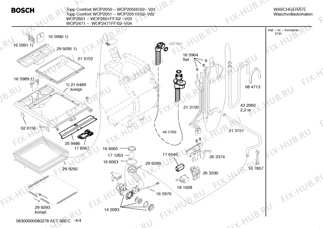 Схема №2 WOP2050II Topp Comfort WOP2050 с изображением Инструкция по установке и эксплуатации для стиралки Bosch 00585370