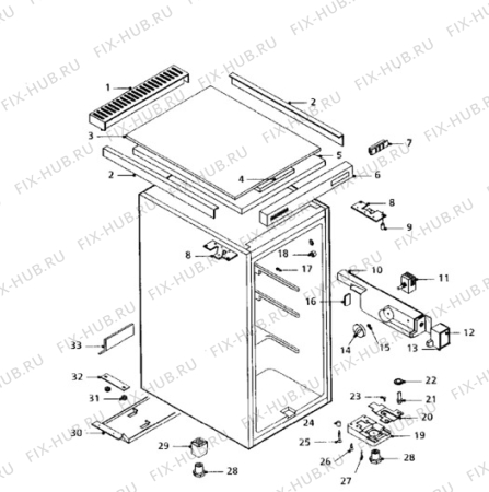 Взрыв-схема холодильника Tricity Bendix EBF41AL - Схема узла Cabinet + armatures