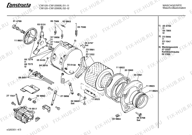 Взрыв-схема стиральной машины Constructa CW12000II CW1200 - Схема узла 03