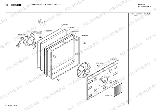 Взрыв-схема плиты (духовки) Bosch 0750031094 EH582SG - Схема узла 06