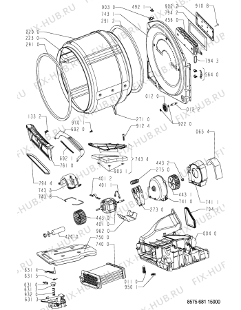 Взрыв-схема сушильной машины Whirlpool AWZ 681 - Схема узла