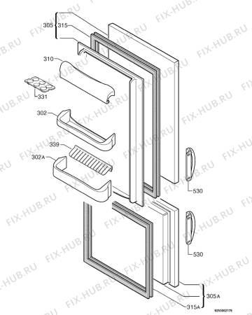 Взрыв-схема холодильника Zanker USD312 - Схема узла Door 003