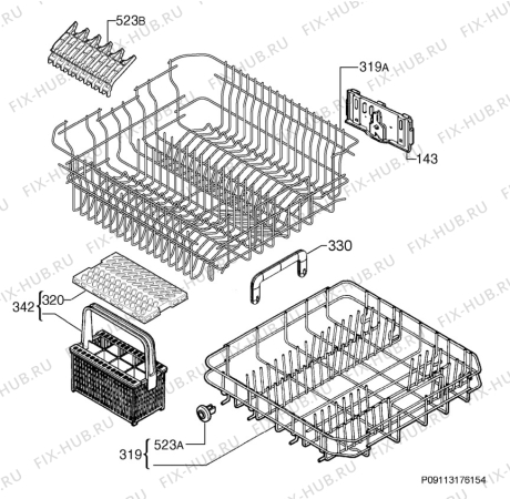 Взрыв-схема посудомоечной машины Zanussi ZDF14001KA - Схема узла Basket 160