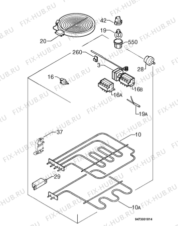 Взрыв-схема плиты (духовки) Faure CMC696X - Схема узла Electrical equipment 268