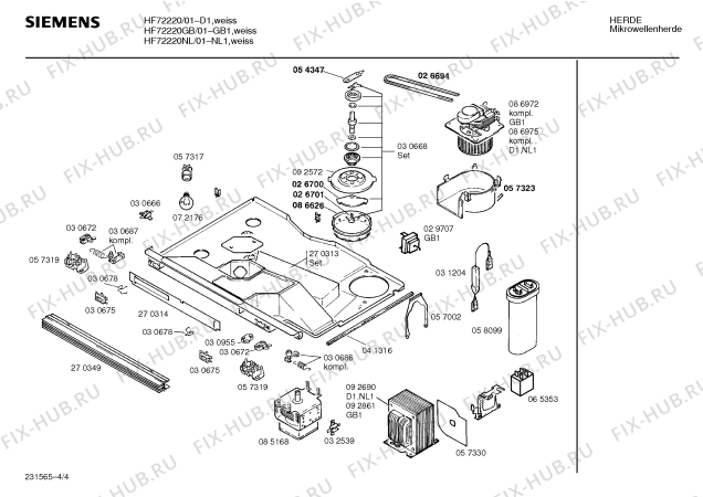 Взрыв-схема микроволновой печи Siemens HF72220GB - Схема узла 04
