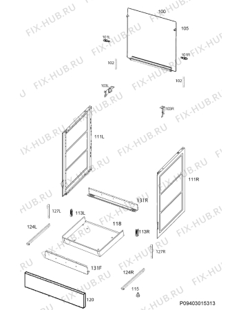 Взрыв-схема плиты (духовки) Electrolux EKG961100W - Схема узла Housing 001