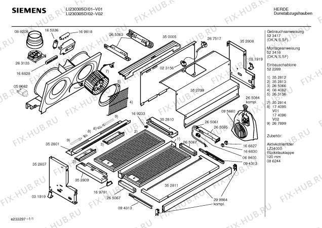 Схема №1 DHI625HSD с изображением Инструкция по установке/монтажу для вентиляции Siemens 00523418