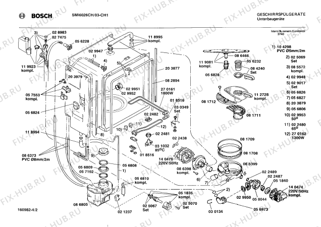 Взрыв-схема посудомоечной машины Bosch SMI6026CH SMI6026 - Схема узла 02