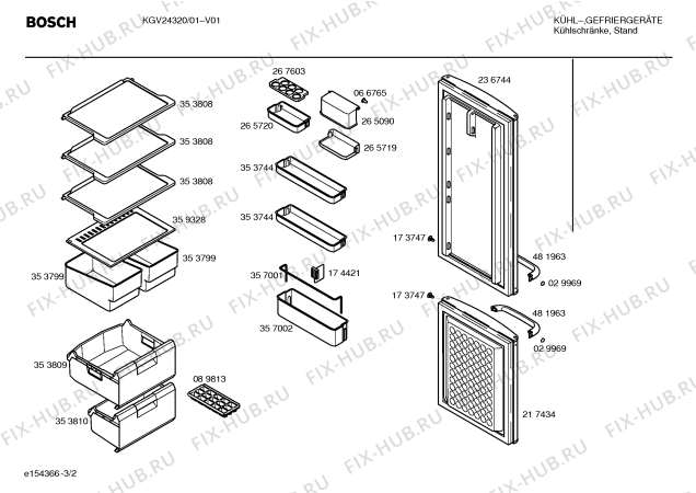 Взрыв-схема холодильника Bosch KGV24320 - Схема узла 02