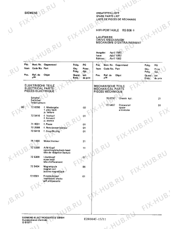 Схема №10 RS8066 с изображением Транзистор для аудиотехники Siemens 00722026