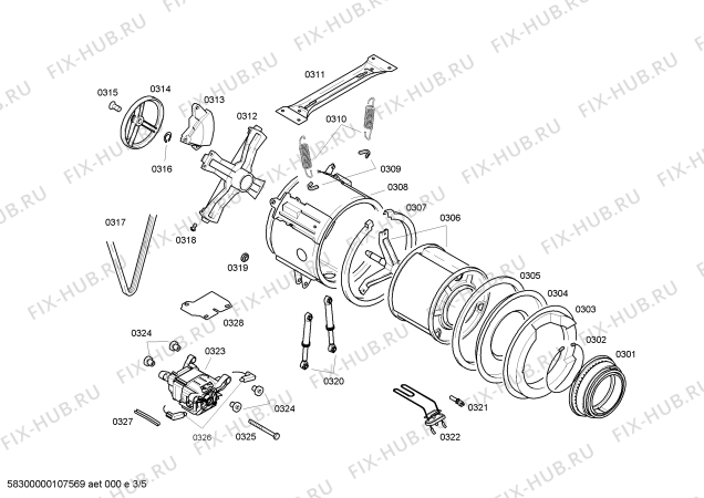 Схема №3 3TW860CE TW 860 с изображением Ручка для стиральной машины Bosch 00496213