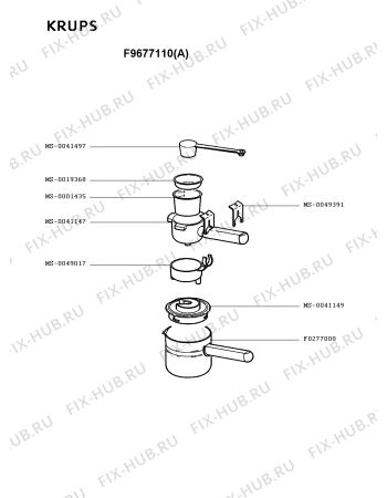 Взрыв-схема кофеварки (кофемашины) Krups F9677110(A) - Схема узла 9P001883.7P2