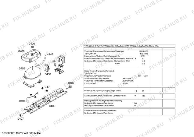 Взрыв-схема холодильника Bosch KGU36170EU - Схема узла 04