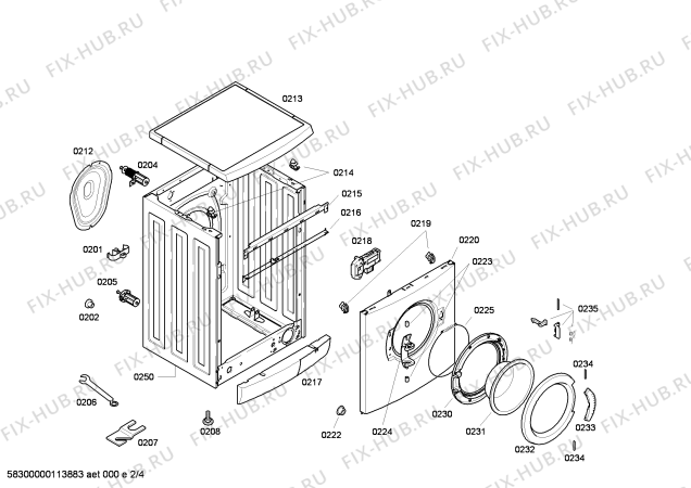 Взрыв-схема стиральной машины Siemens WM10E160GR E 10.16 - Схема узла 02