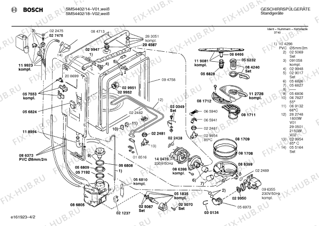 Схема №4 SMS4402 с изображением Панель для электропосудомоечной машины Bosch 00286735
