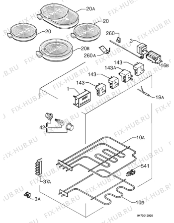 Взрыв-схема плиты (духовки) Lloyds 770/981 50289 - Схема узла Electrical equipment 268