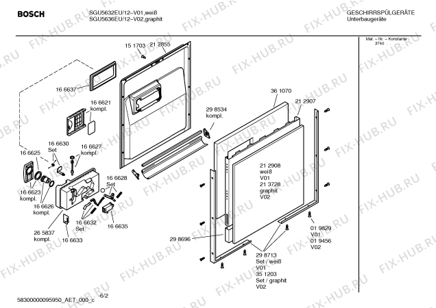 Схема №6 SGU5636EU с изображением Вкладыш в панель для посудомойки Bosch 00357785