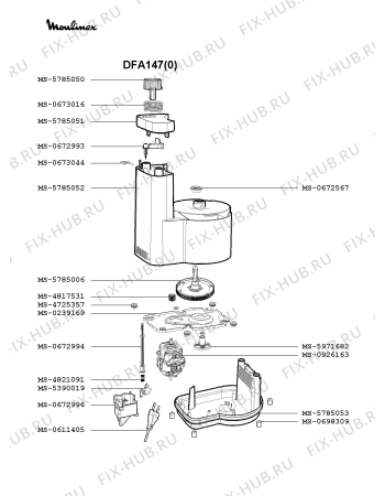 Взрыв-схема кухонного комбайна Moulinex DFA147(0) - Схема узла 9P002445.3P2