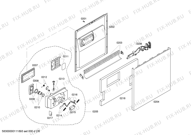 Взрыв-схема посудомоечной машины Bosch SHU53E02UC Electronic - Схема узла 02