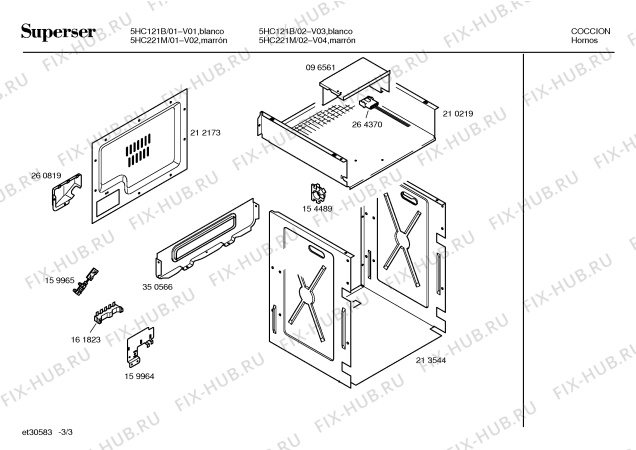 Схема №3 5HC121B с изображением Панель для плиты (духовки) Bosch 00351892
