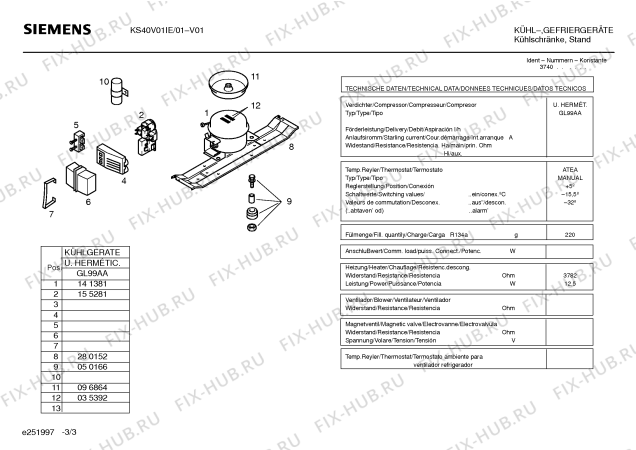 Схема №3 KSV4011IE с изображением Компрессор для холодильной камеры Bosch 00141381