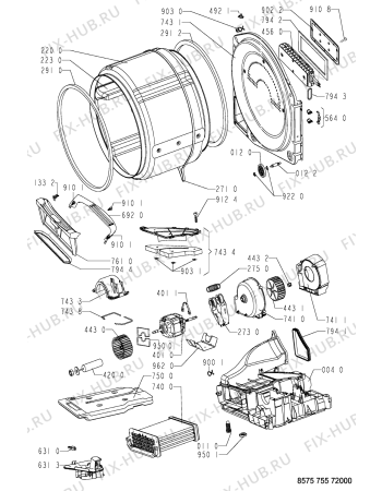 Взрыв-схема сушильной машины Whirlpool AWZ 755 - Схема узла