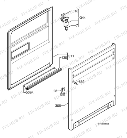 Взрыв-схема посудомоечной машины Rex Electrolux TT000TXE - Схема узла Door 003