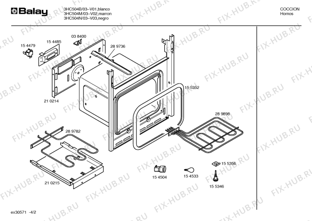 Схема №3 3HC504B с изображением Фронтальное стекло для электропечи Bosch 00297429