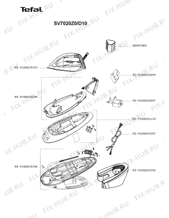 Схема №1 SV7020Z0/D10 с изображением Ручка для электроутюга Tefal FS-9100029293