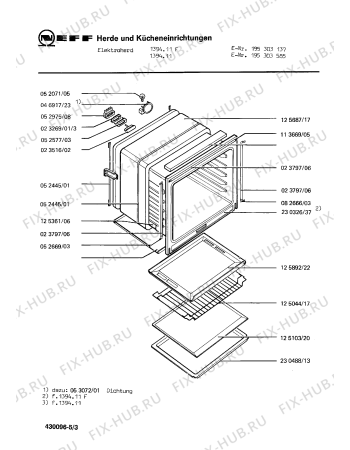 Взрыв-схема плиты (духовки) Neff 195303137 1394.11F - Схема узла 03
