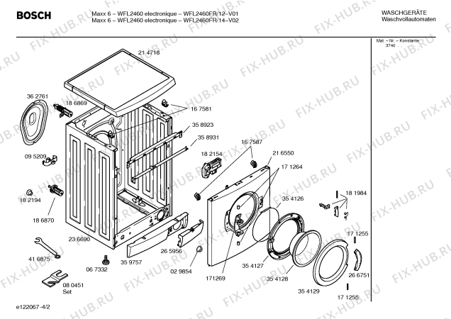 Схема №3 WFO130AFG Exclusiv Maxx WFO 130A electronic Aquast с изображением Таблица программ для стиральной машины Bosch 00583550