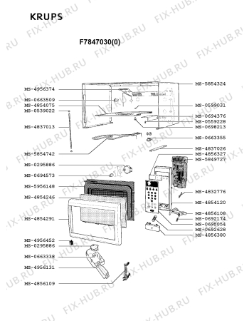 Взрыв-схема микроволновой печи Krups F7847030(0) - Схема узла NP002385.5P2