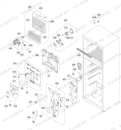 Взрыв-схема холодильника Rex Electrolux RJF4442AOX - Схема узла Vaporiser