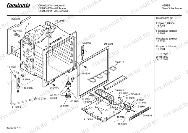 Схема №4 CH20520 с изображением Ручка конфорки для духового шкафа Bosch 00167252