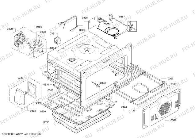 Взрыв-схема плиты (духовки) Siemens HB36P572B - Схема узла 03