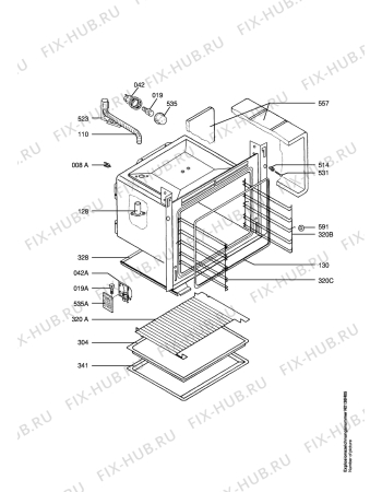 Взрыв-схема плиты (духовки) Aeg E4100-1-W JPE - Схема узла Oven