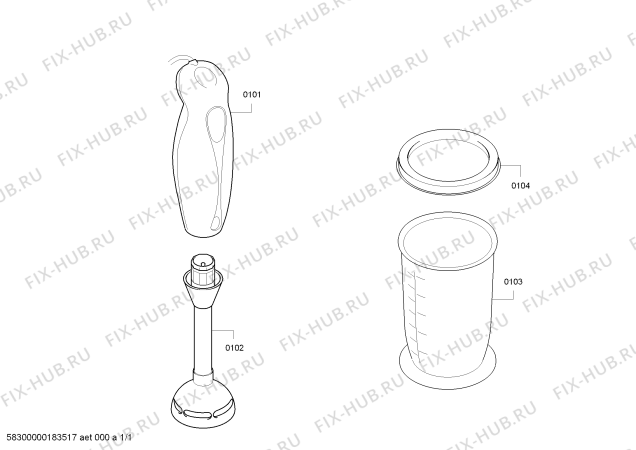 Схема №1 GHB0806S с изображением Привод для блендера (миксера) Bosch 12005810