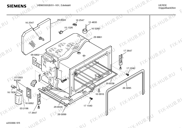 Взрыв-схема плиты (духовки) Siemens HB96550GB - Схема узла 06