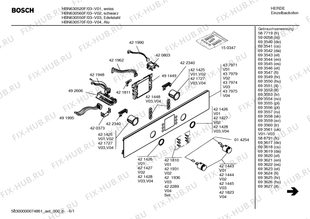 Схема №5 HBN630570F с изображением Панель управления для плиты (духовки) Bosch 00437975