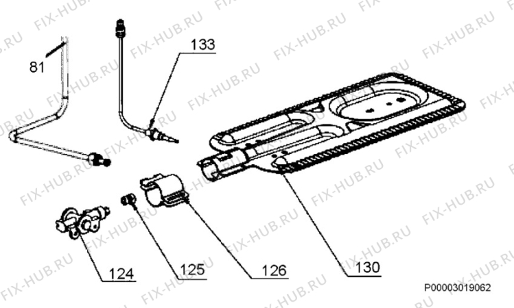 Взрыв-схема плиты (духовки) Zanussi ZCG554GW - Схема узла Functional parts