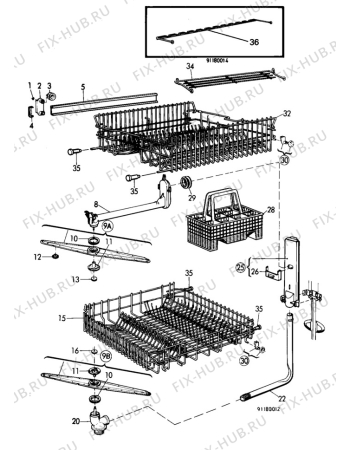 Взрыв-схема посудомоечной машины Tricity Bendix BK110W - Схема узла W10 Baskets D