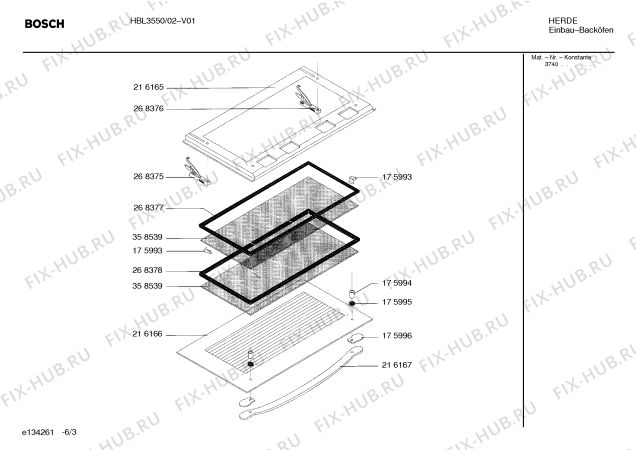 Схема №5 HBL3550 с изображением Передняя панель для плиты (духовки) Bosch 00358523