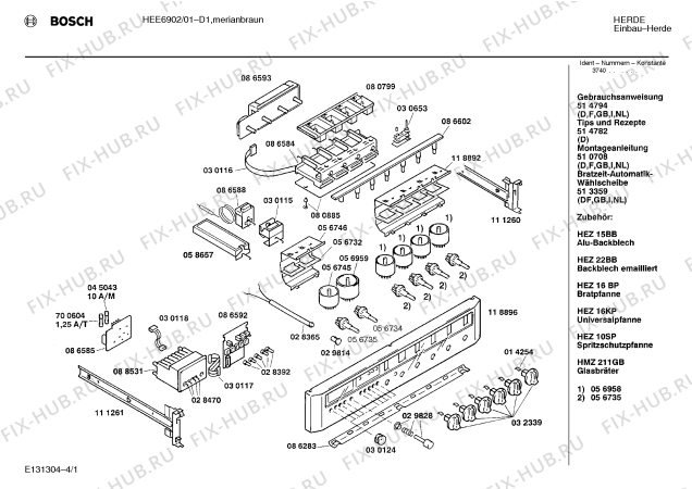 Схема №4 HEE6802 с изображением Индикатор для плиты (духовки) Bosch 00056959