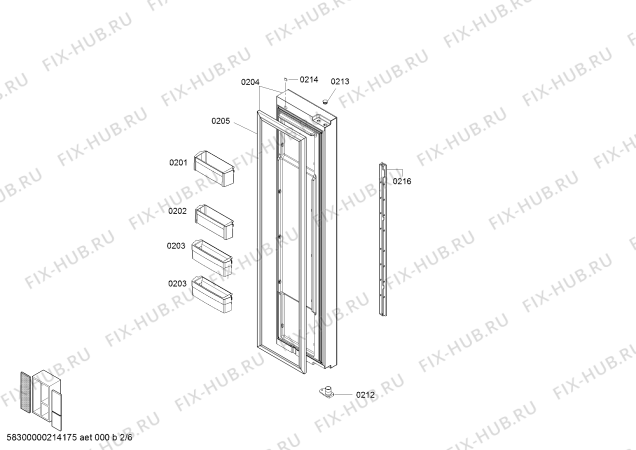 Взрыв-схема холодильника Bosch KAF96A20TI Added Value - Схема узла 02
