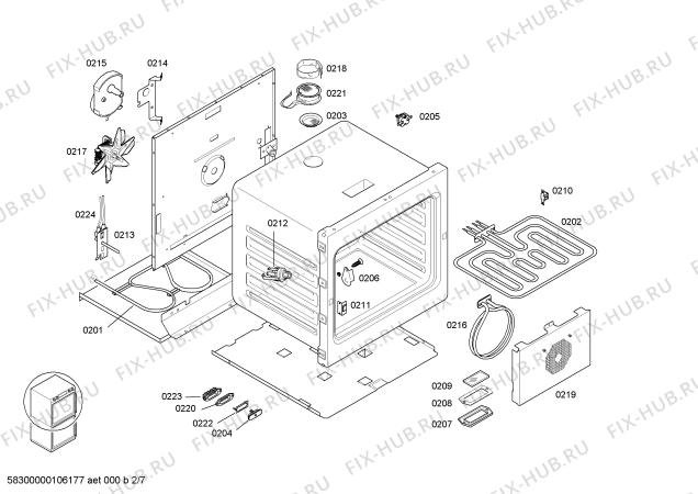 Схема №7 EB294101 с изображением Планка для духового шкафа Bosch 00213376