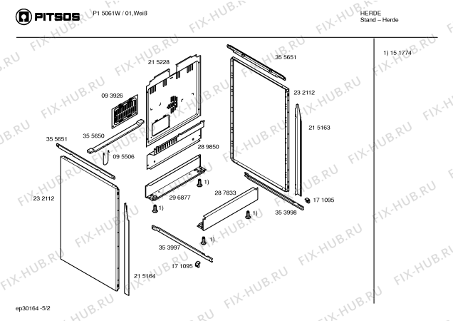 Схема №3 P15061W с изображением Корпус духовки для духового шкафа Siemens 00235578